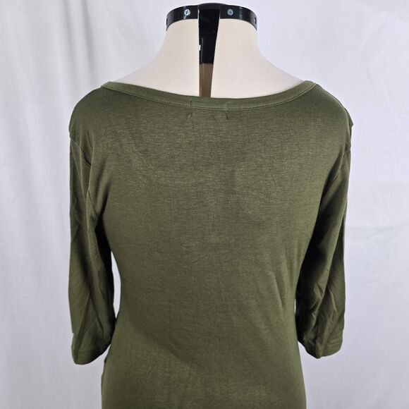 Coolmee Dress Women's L Green Midi Long Sleeve Buttons Long Sleeve Round Neck - Picture 3 of 10
